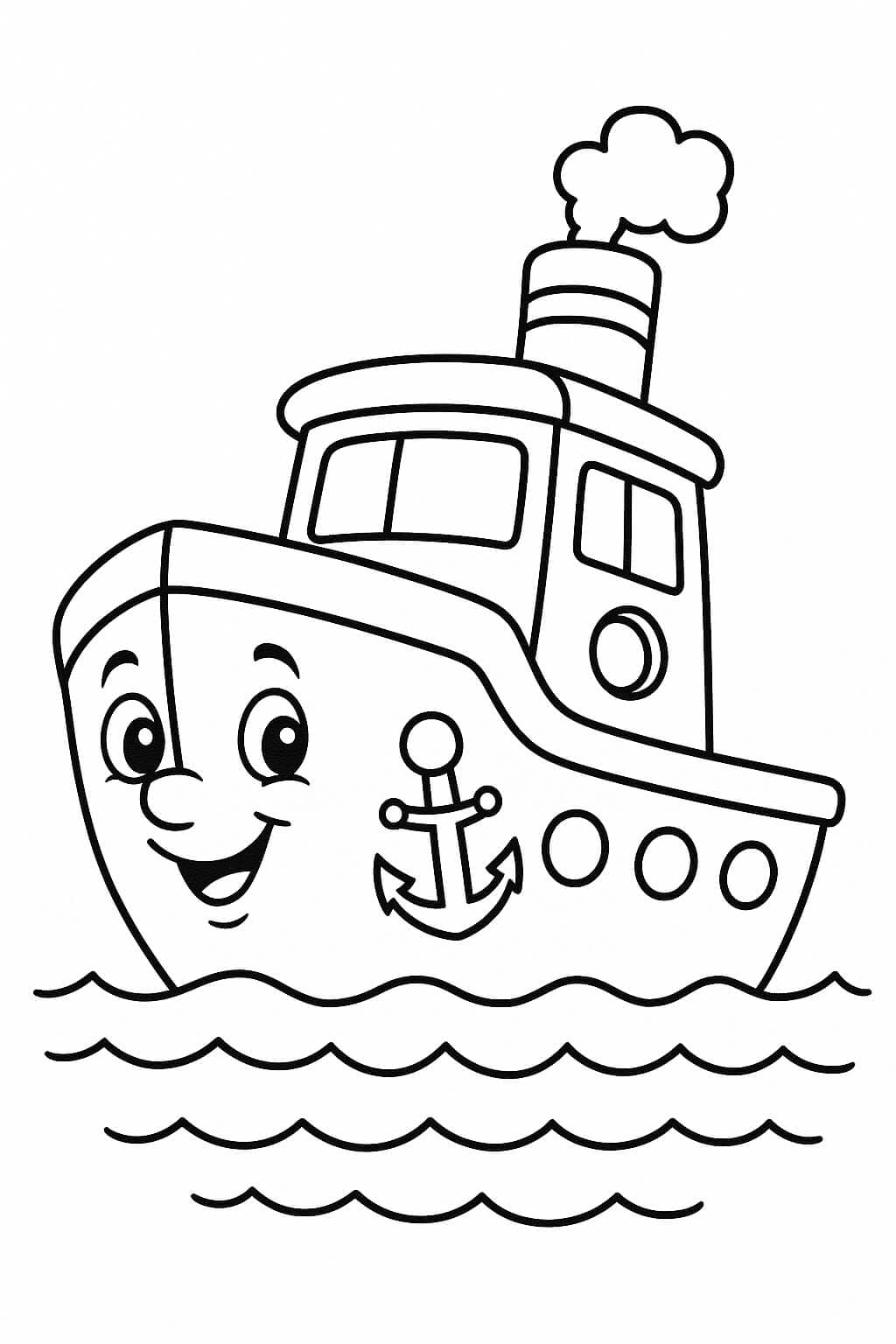 Tugboat coloring page