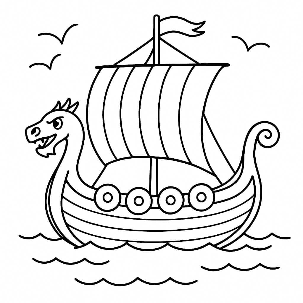 Viking ship coloring page
