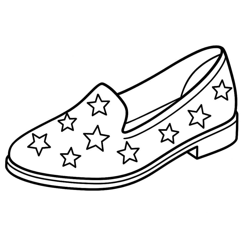 Shoe with Stars Coloring Page