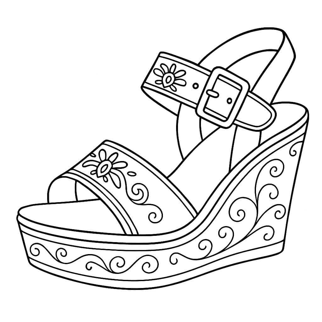 Women's Platform Shoe Coloring Page