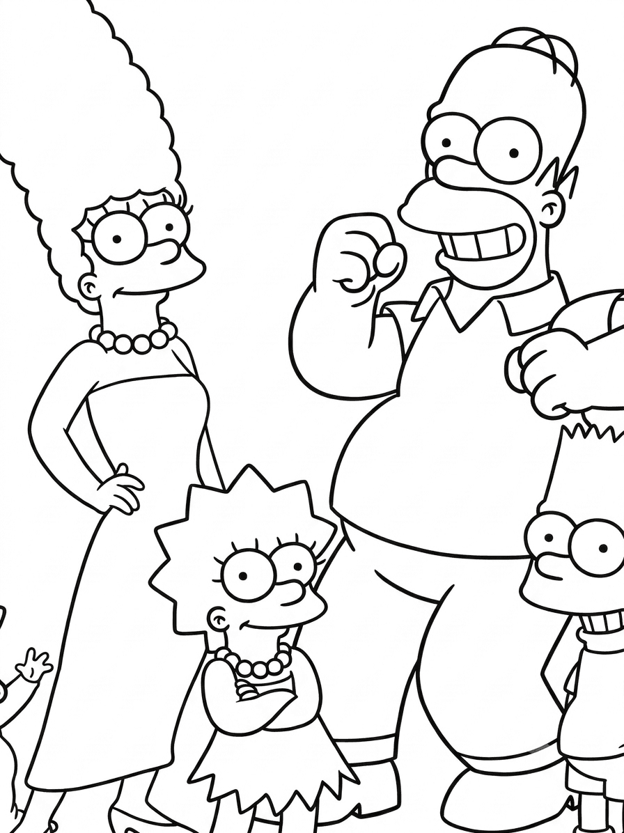 Homer, Lisa, Bart, and Marge coloring pages