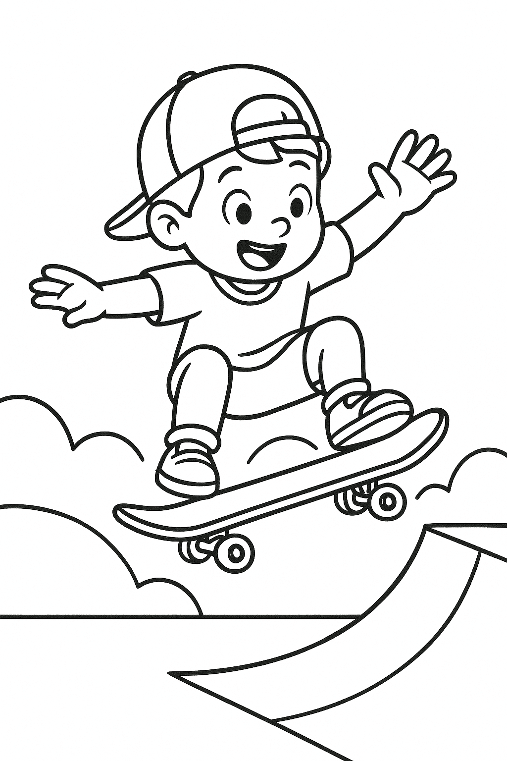 Person Riding a Skateboard Coloring Page