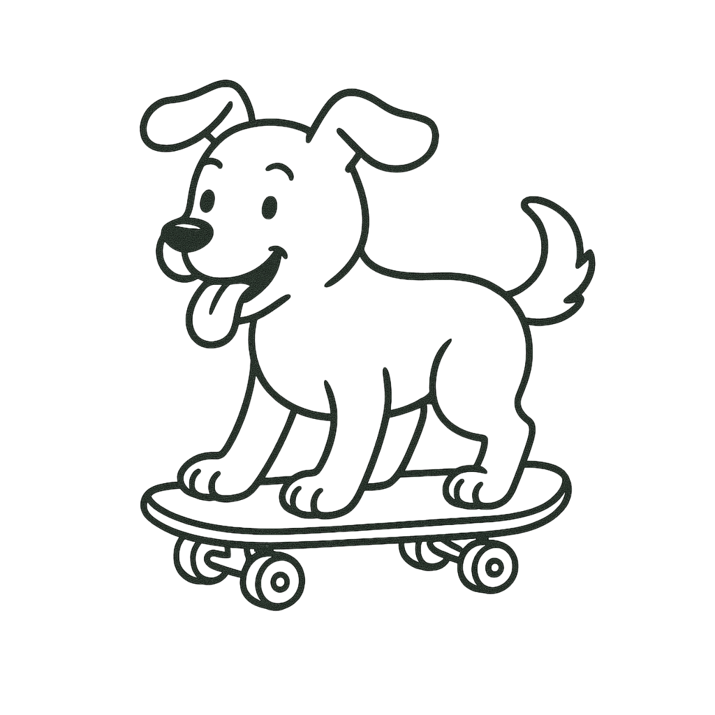 Skateboard Dog Coloring Page
