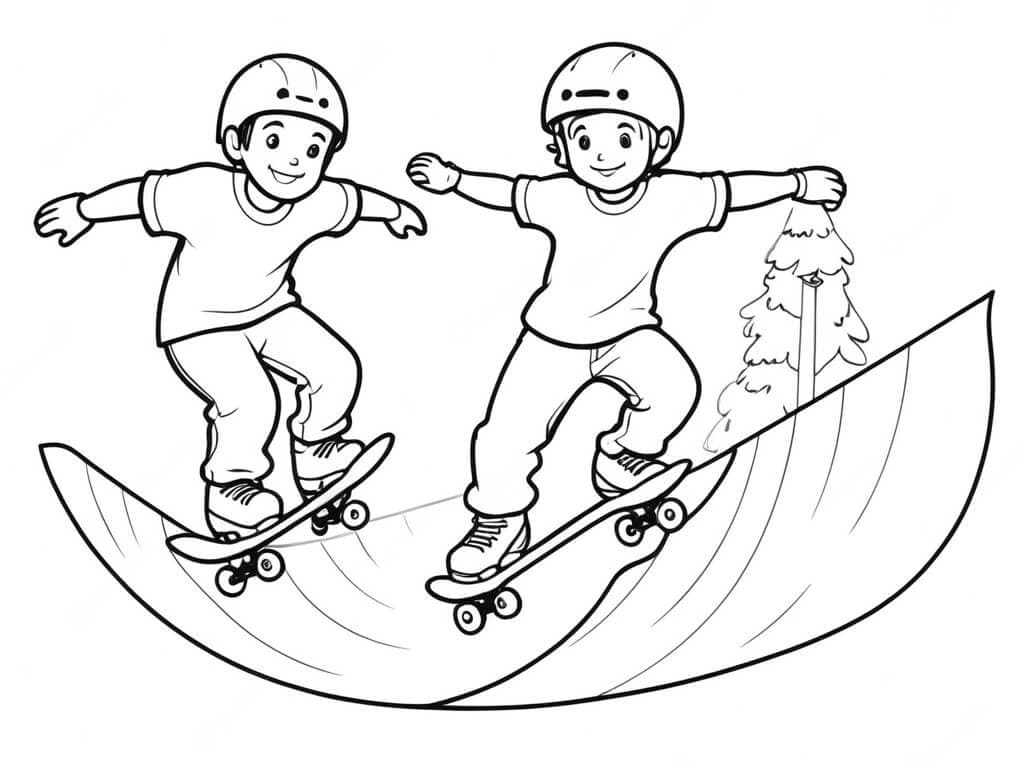 Skateboard Friends Coloring Page