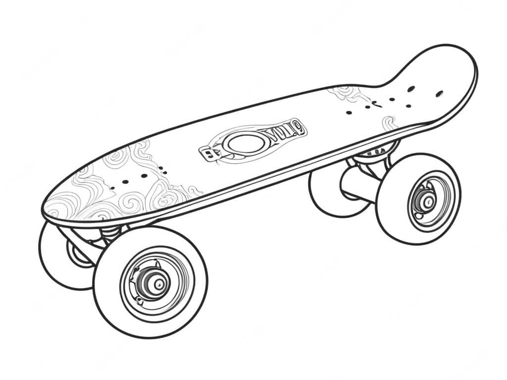 Skateboard with Big Wheels Coloring Page