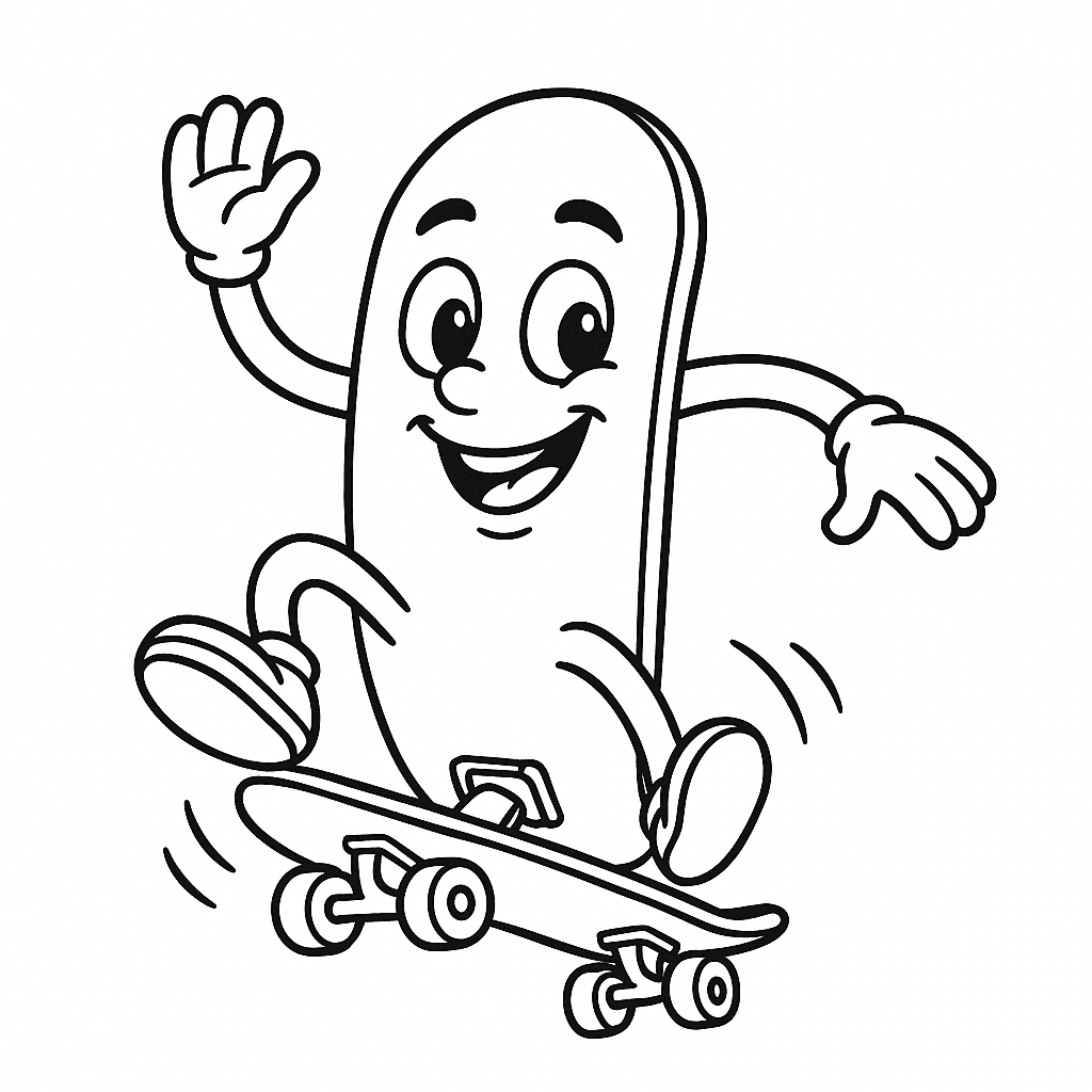Skateboarder in Motion Coloring Page