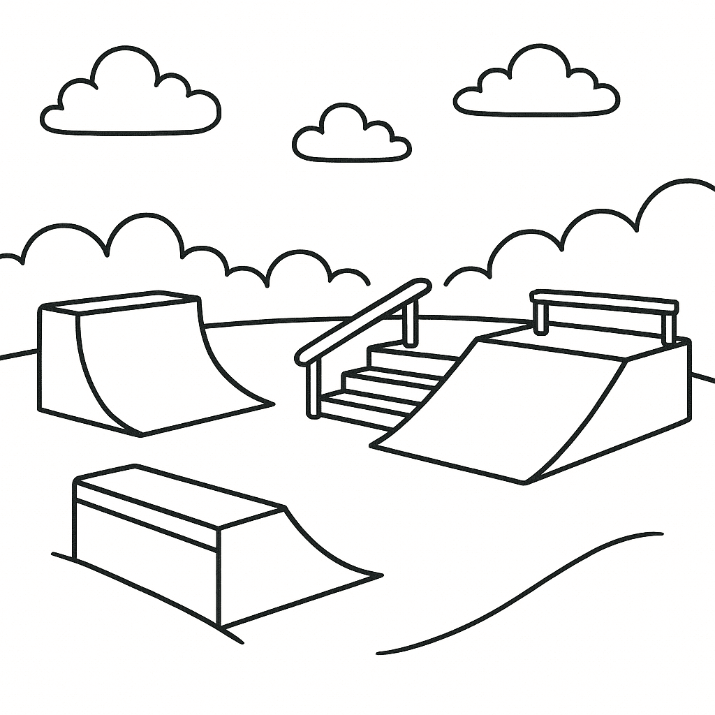 Skatepark Coloring Page