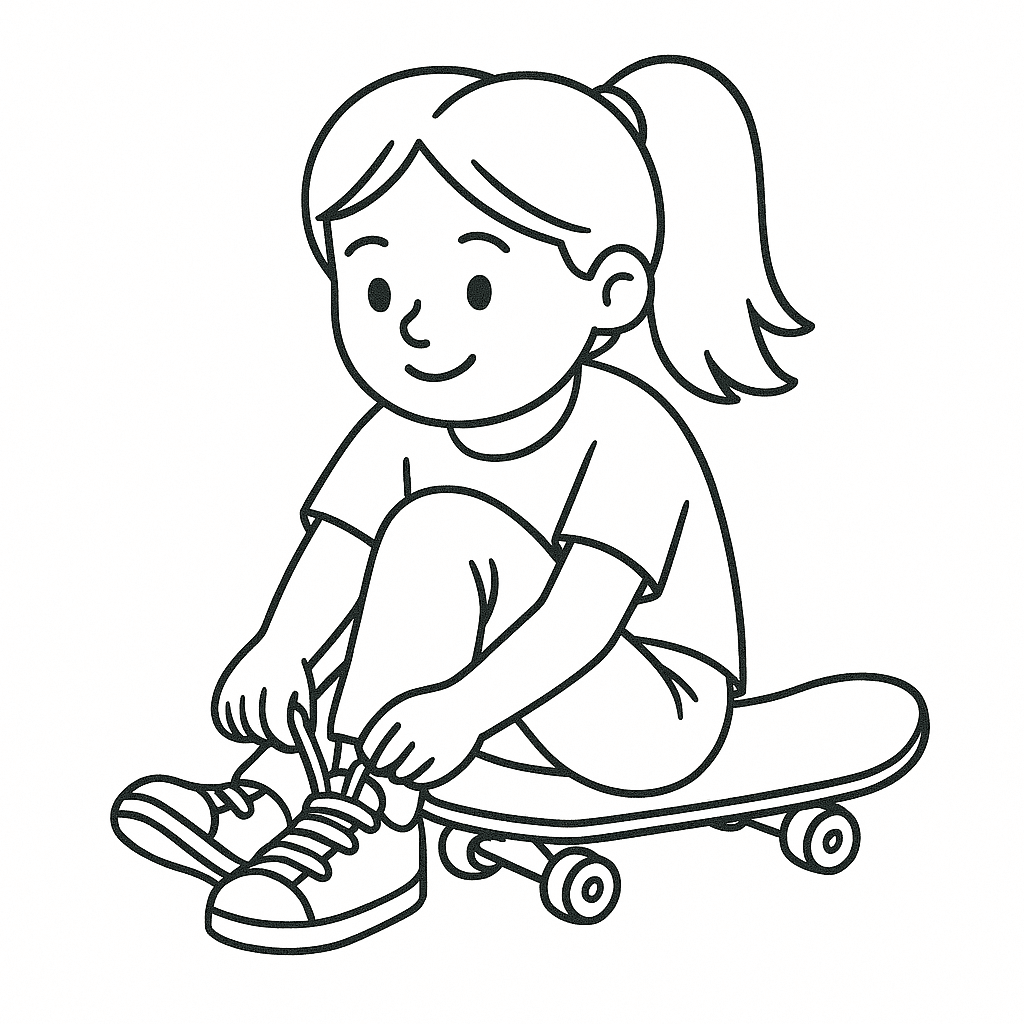 Skater Girl Coloring Page