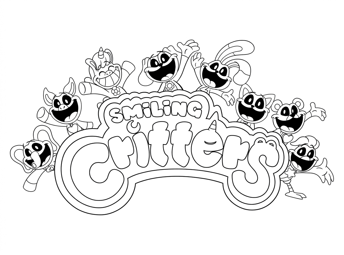 Smiling Critters Coloring Page