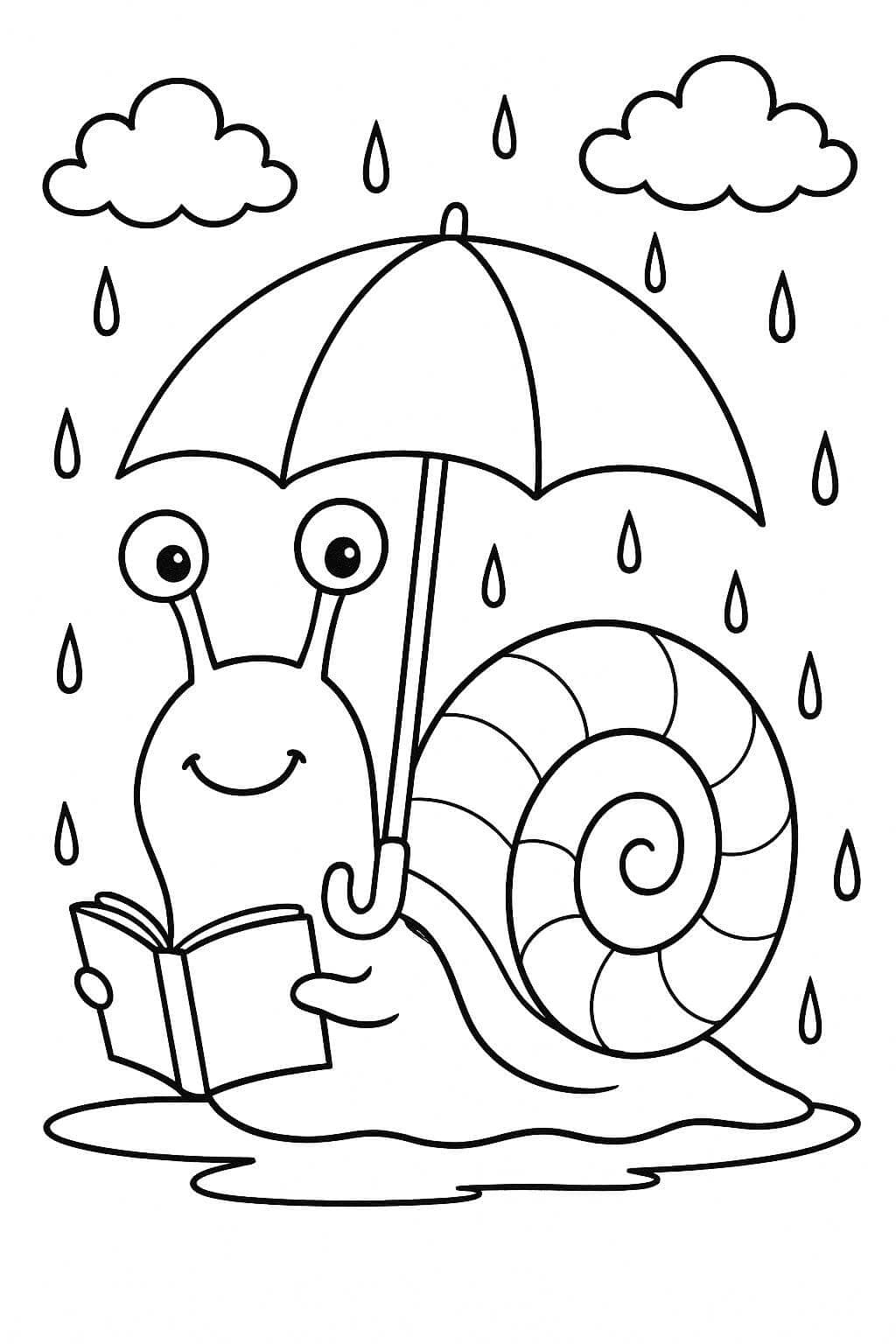 Snail in the rain coloring page
