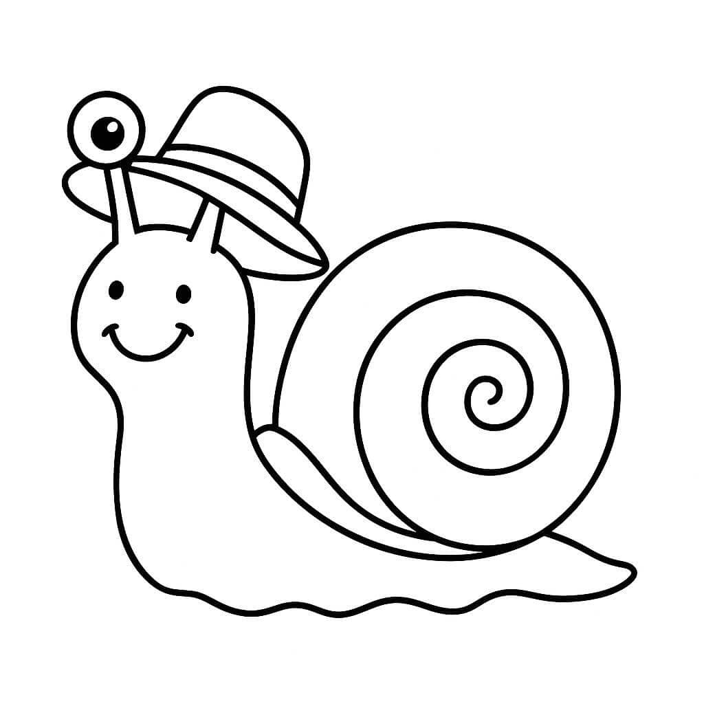 Snail with a hat coloring page