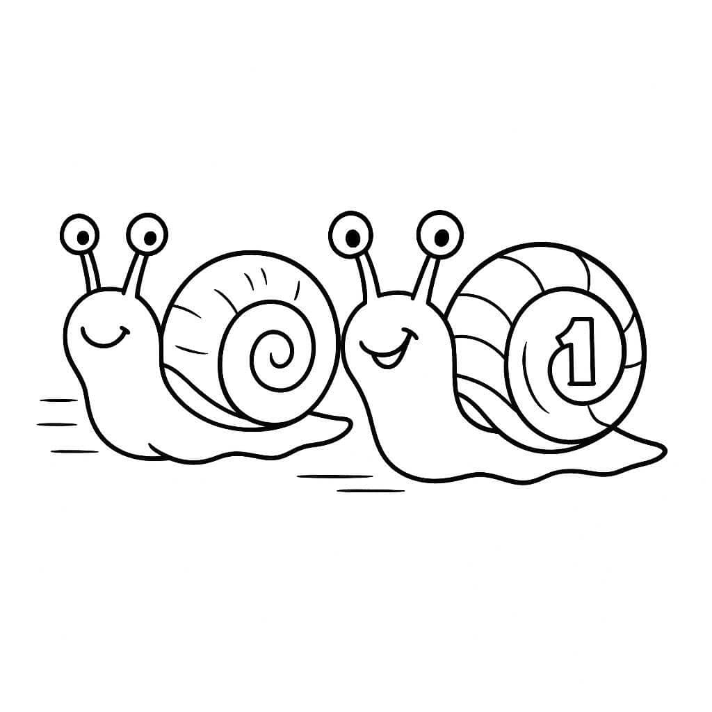 Snails racing coloring page