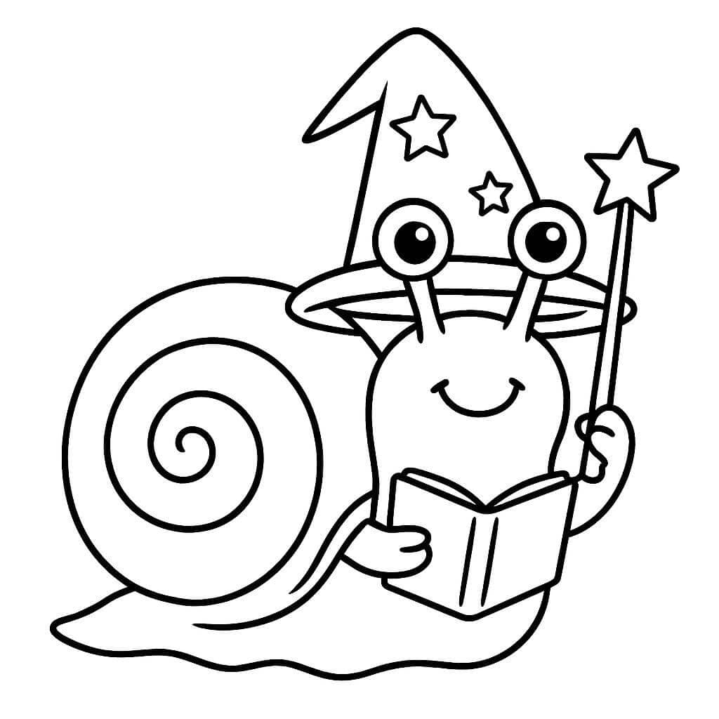 Wizard snail coloring page