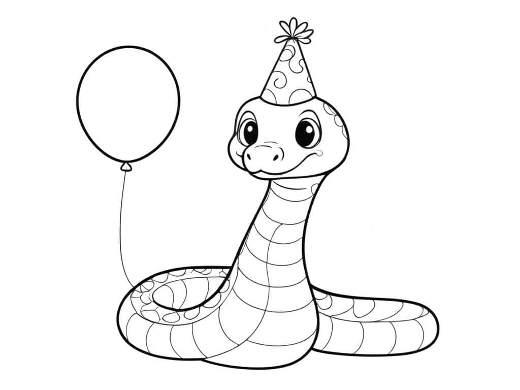 Birthday Snake Coloring Page
