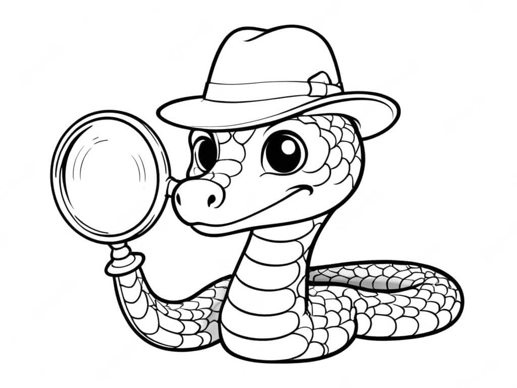 Detective Snake Coloring Page