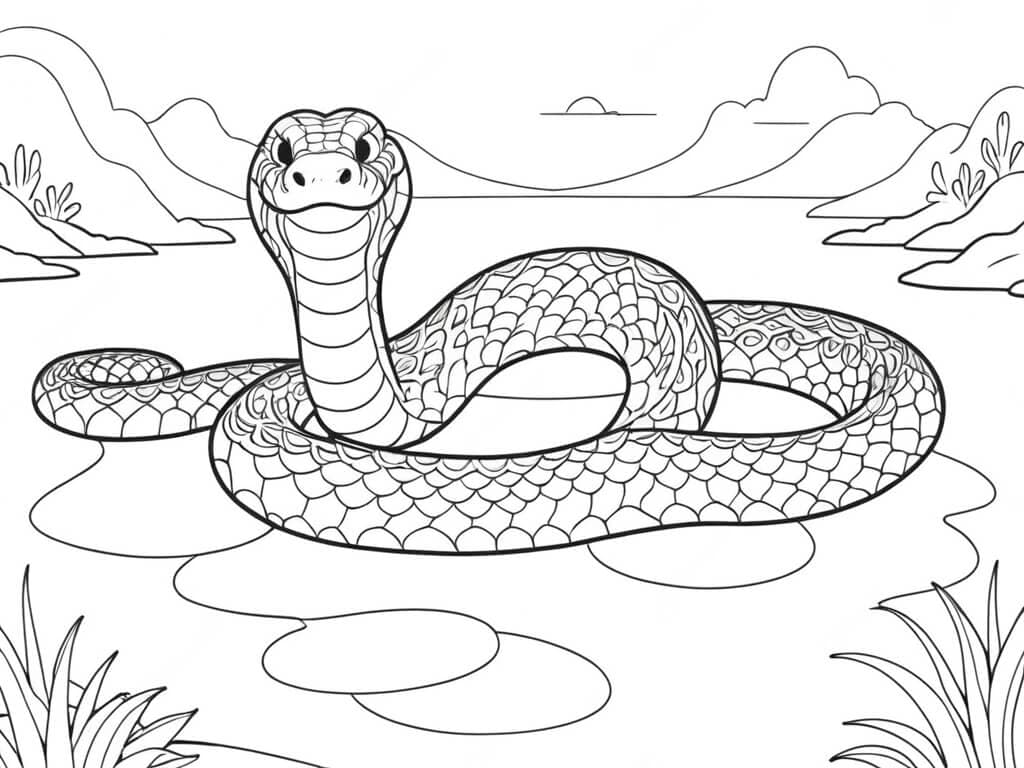 Giant Snake Coloring Page