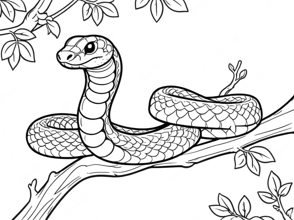 Snake on a Branch Coloring Page