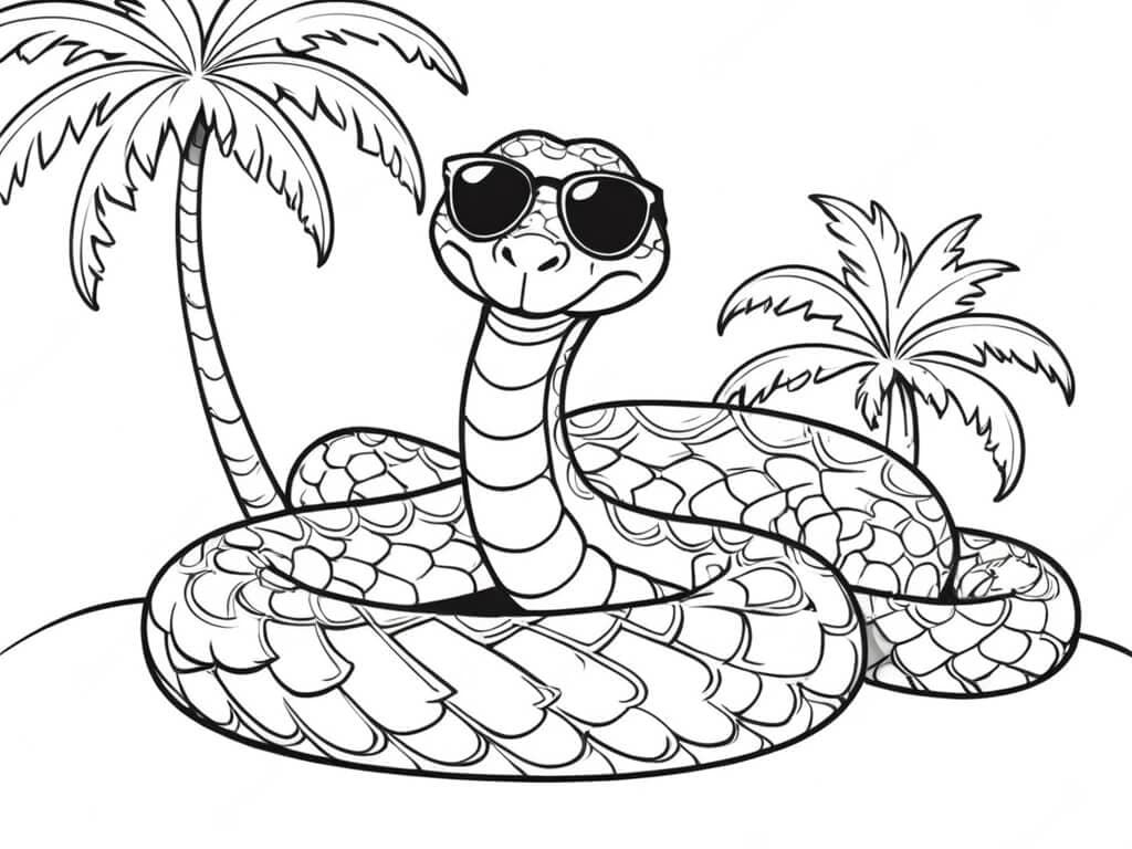 Snake With Sunglasses Coloring Page