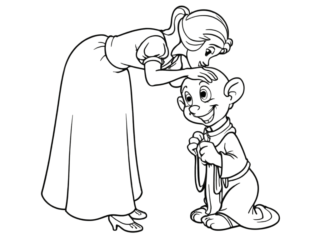 Snow White and Dopey Coloring Page