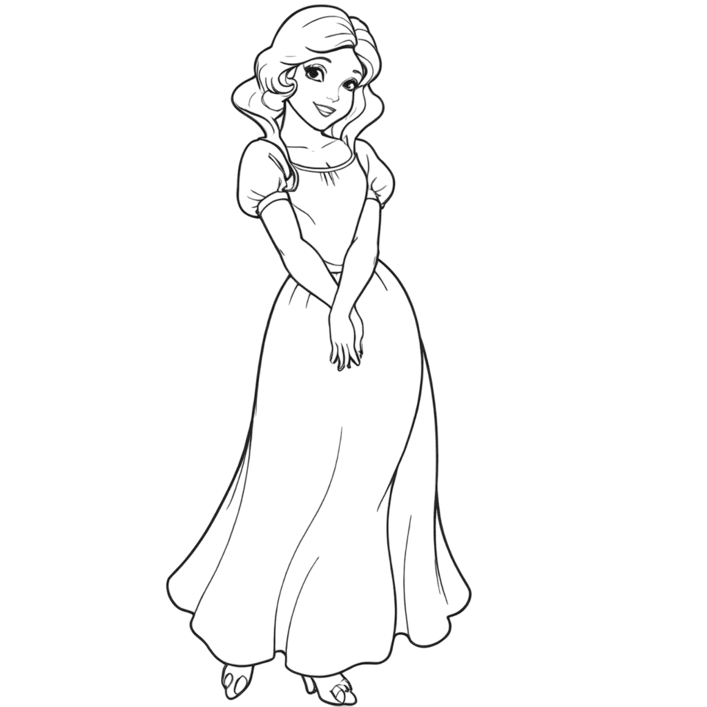 Snow White in Dress Coloring Page