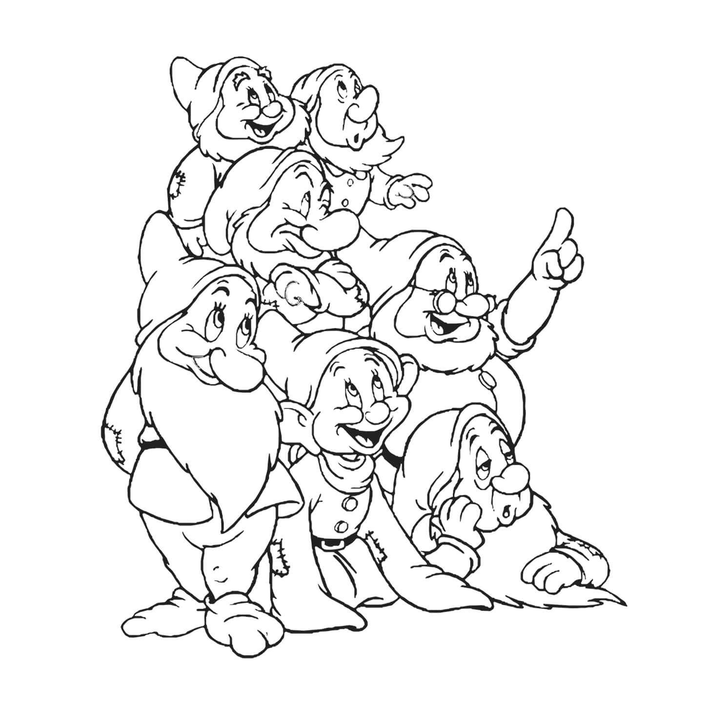 The Seven Dwarfs Coloring Page