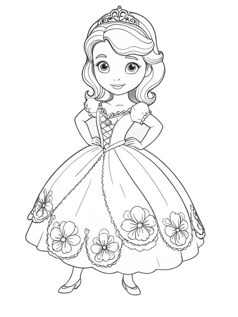 Princess Sofia in a Dress Coloring Page