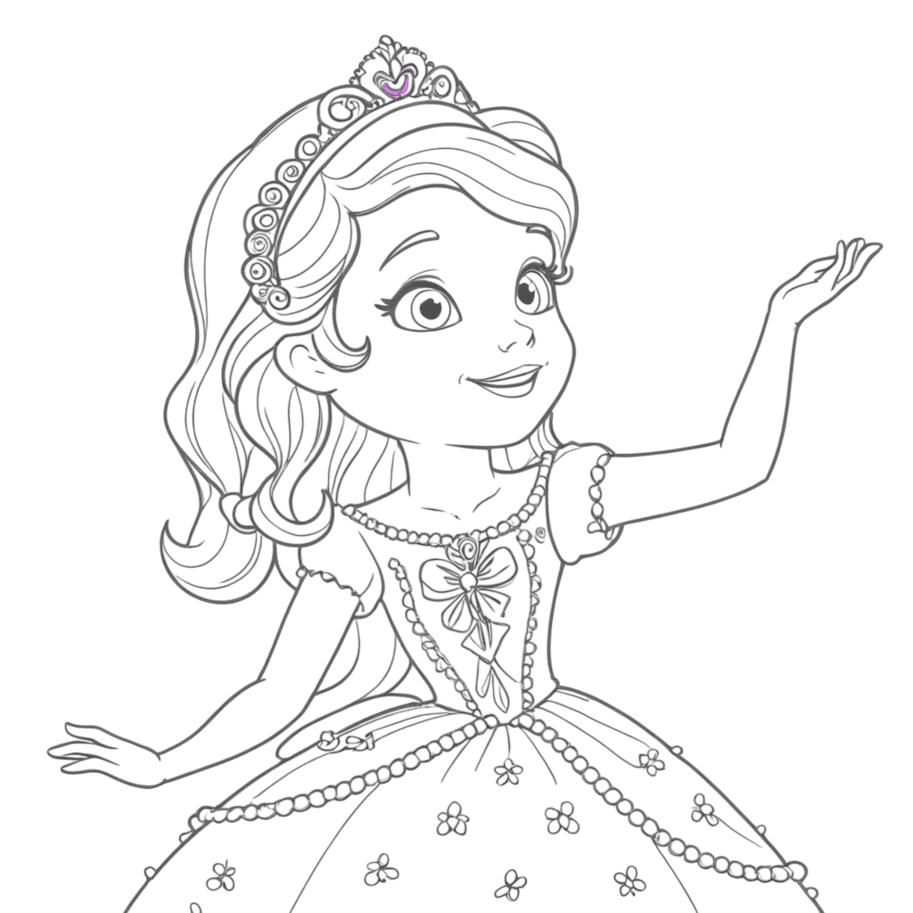 Sofia the First in a Dress Coloring Page
