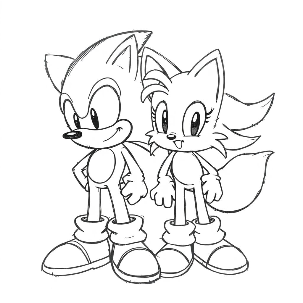 Sonic and Tails Coloring Page