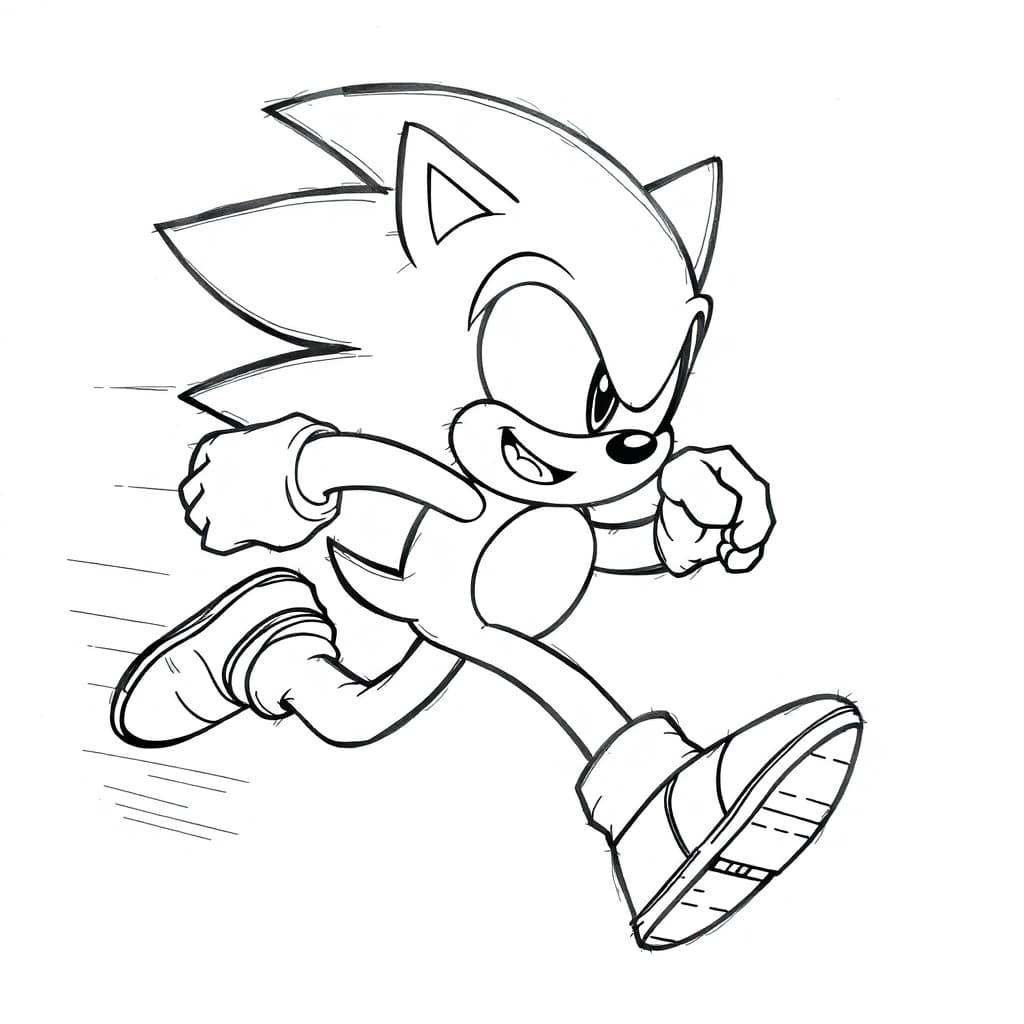 Sonic Running Coloring Page (2)