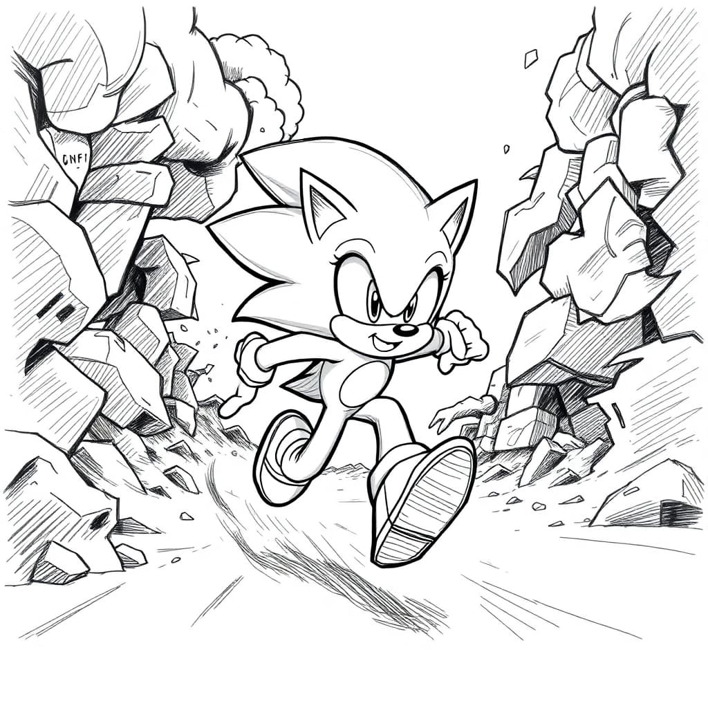 Sonic Running Coloring Page