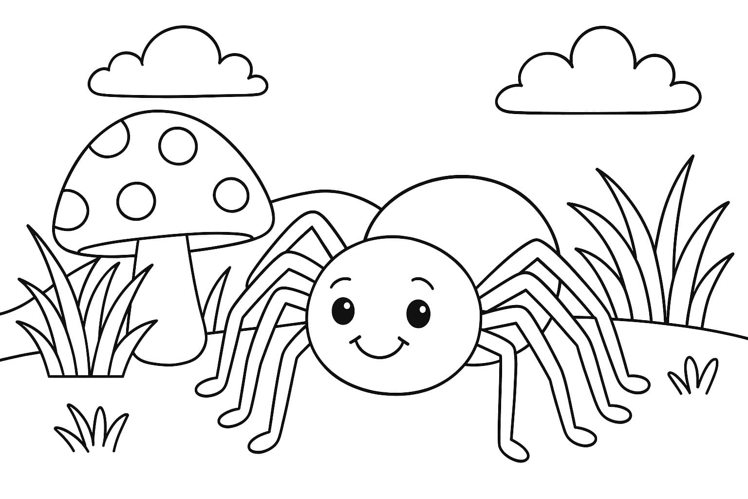 Spider in Nature Coloring Page
