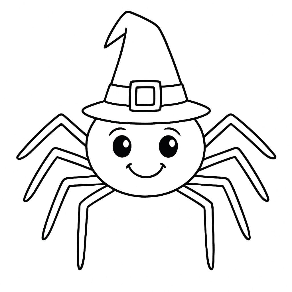 Spider with a Hat Coloring Page