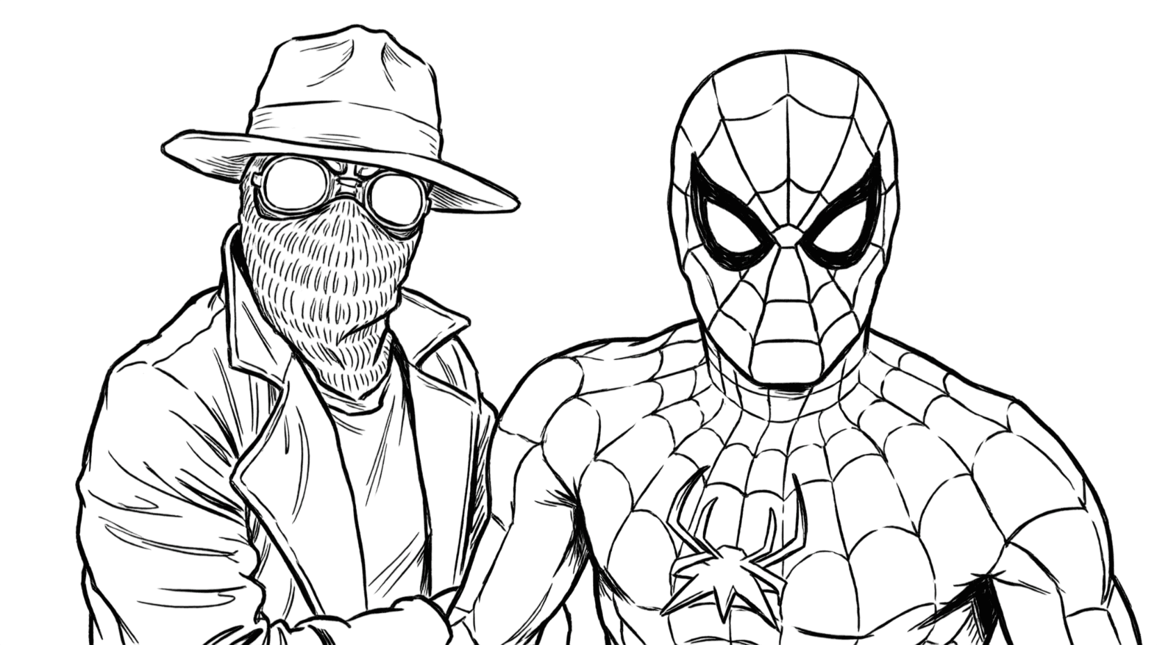 Spider-Man Noir and Spider-Man coloring pages