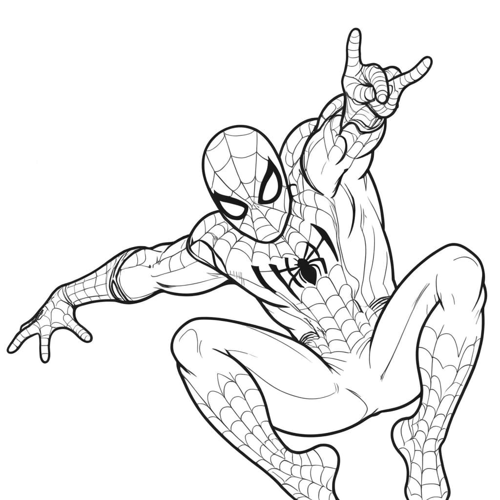 Spider-Man in Flight Coloring Page