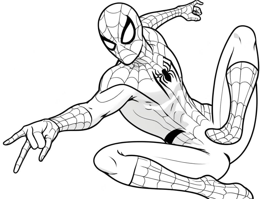 Spider-Man in Full Action Coloring Page