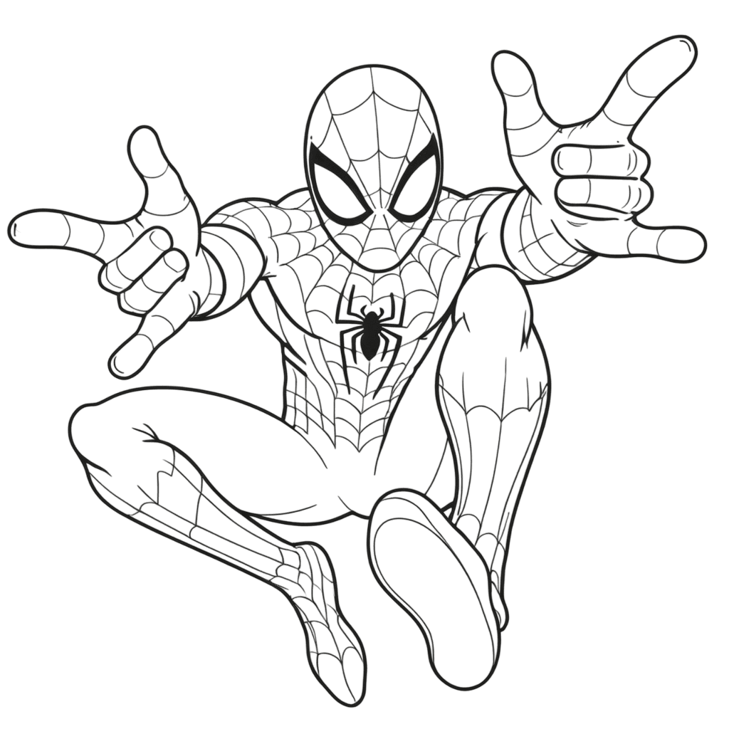 Spider-Man Jumping Coloring Page