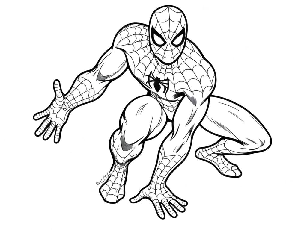 Spider-Man Landing Coloring Page