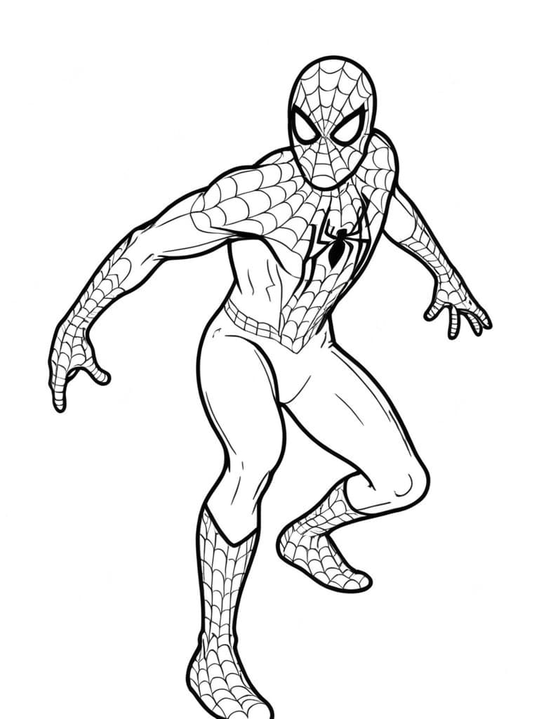 Spider-Man Ready for Action Coloring Page