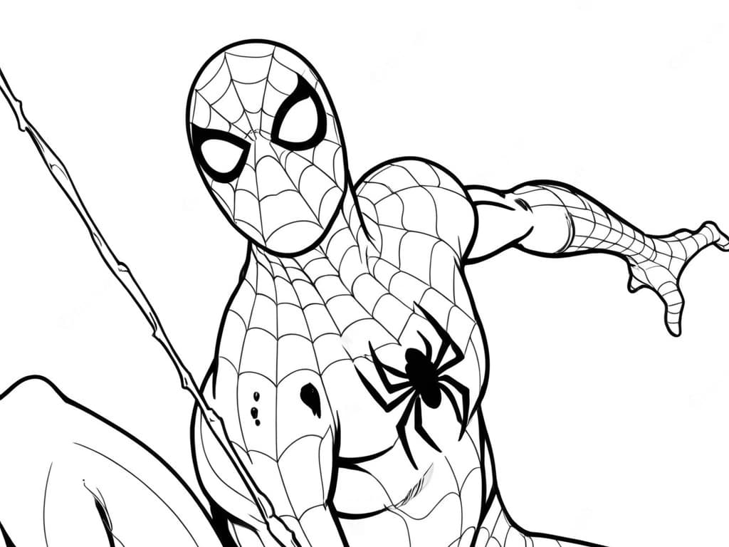 Spider-Man Slinging Webs Coloring Page