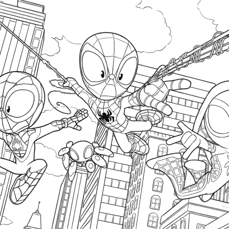 Spidey and friends in action coloring pages