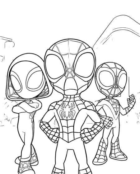 Spidey and friends in the city coloring pages