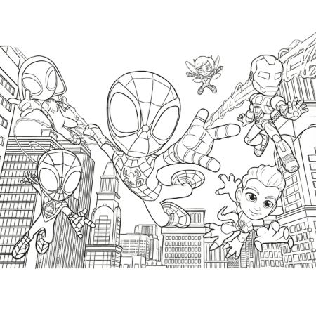 Spidey and other characters coloring pages