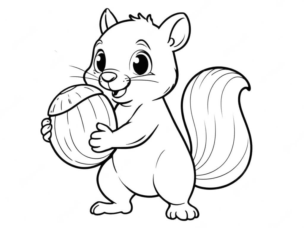 Happy Squirrel Coloring Page