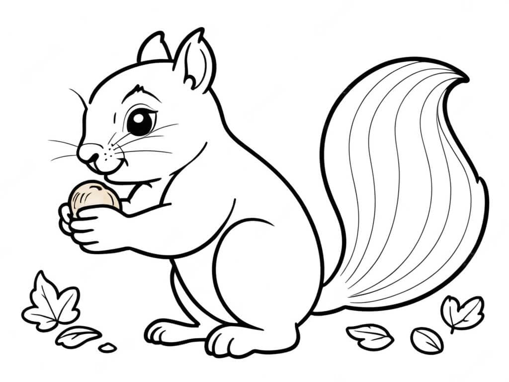 Squirrel with a Nut Coloring Page