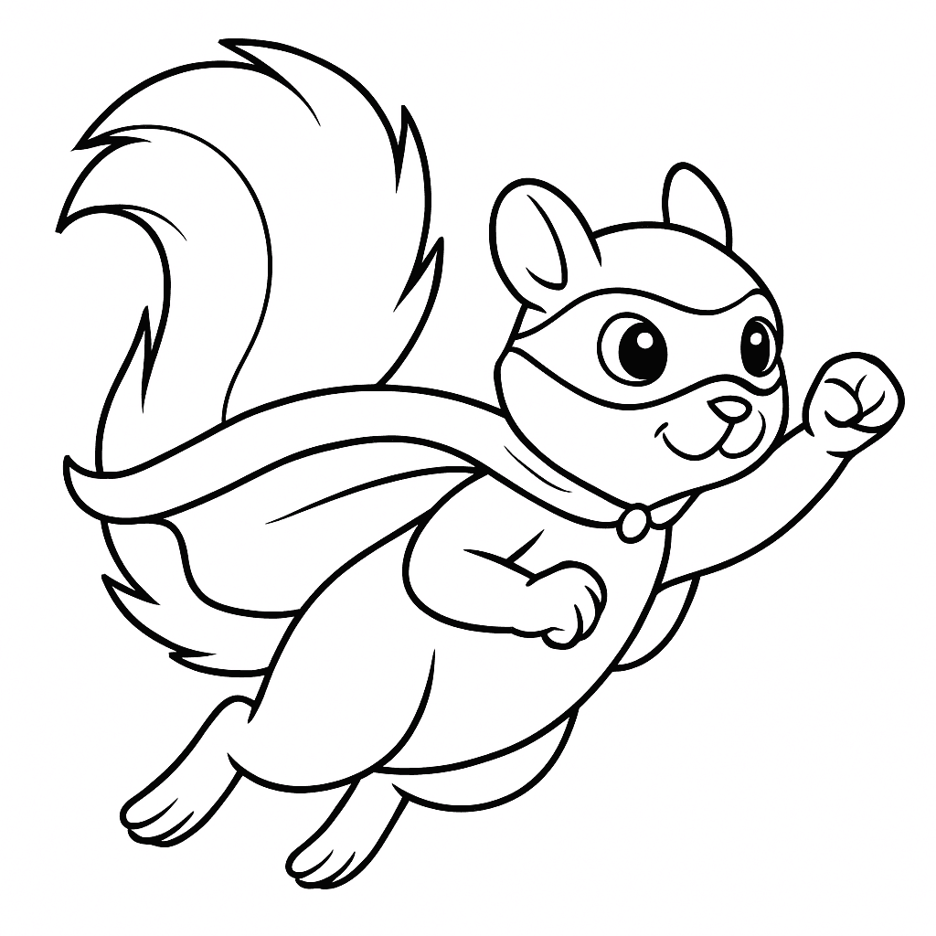 Superhero Squirrel Coloring Page