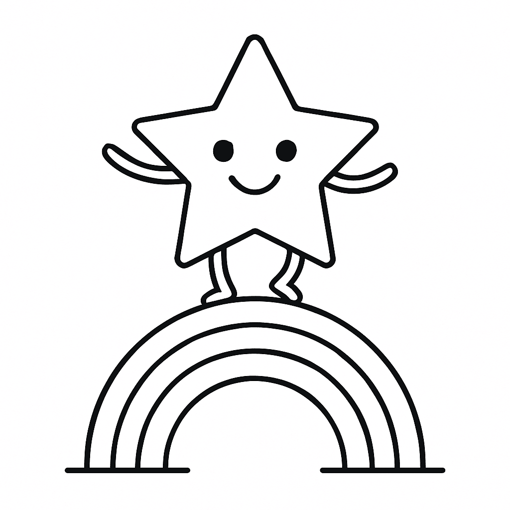 Star on a rainbow coloring page