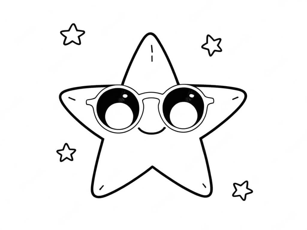 Star with sunglasses coloring page