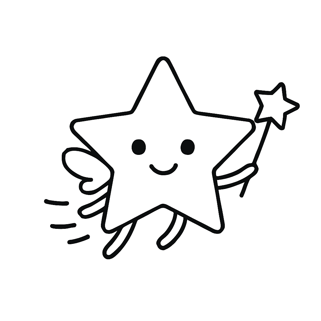 Star with wings coloring page
