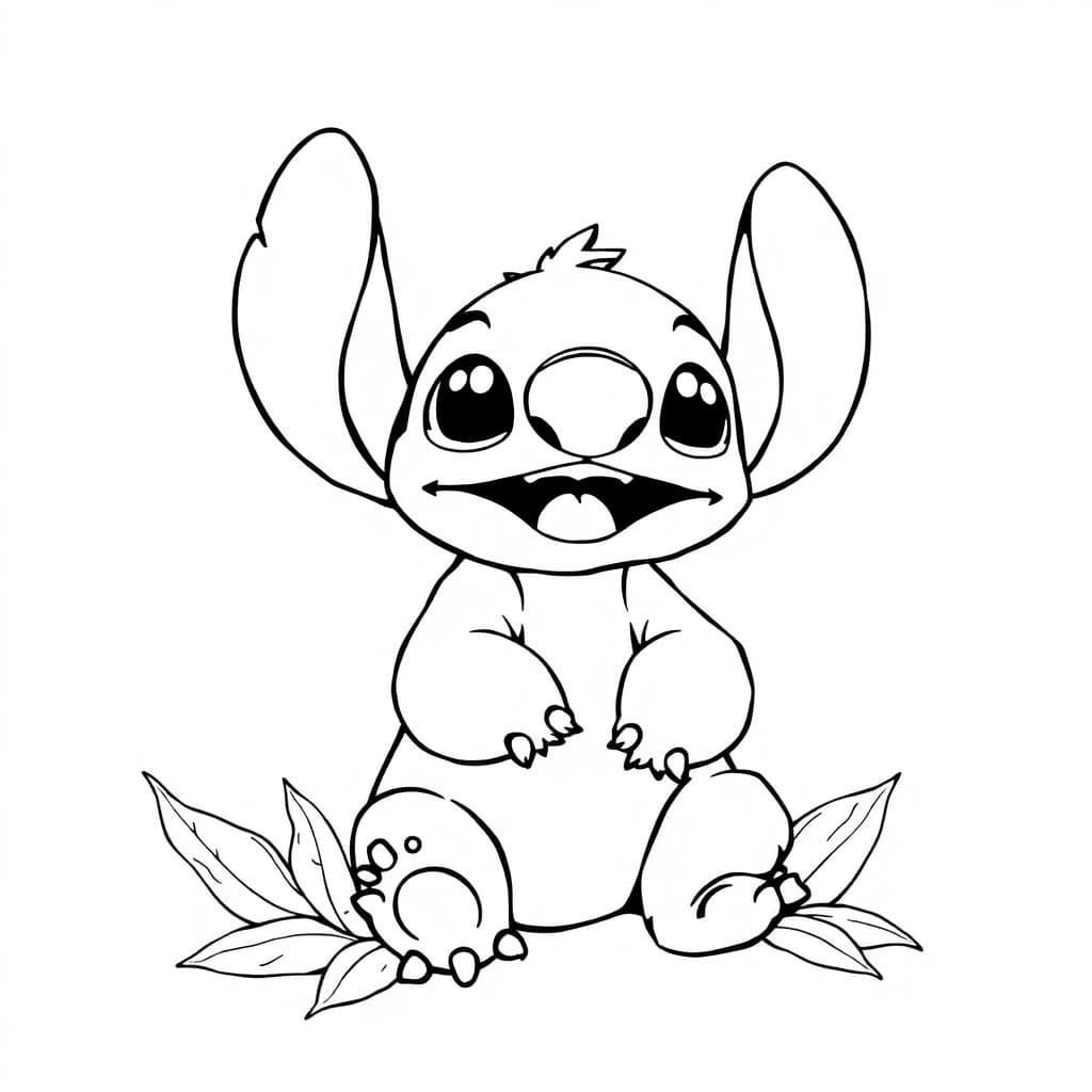 Stitch in the Grass Coloring Page