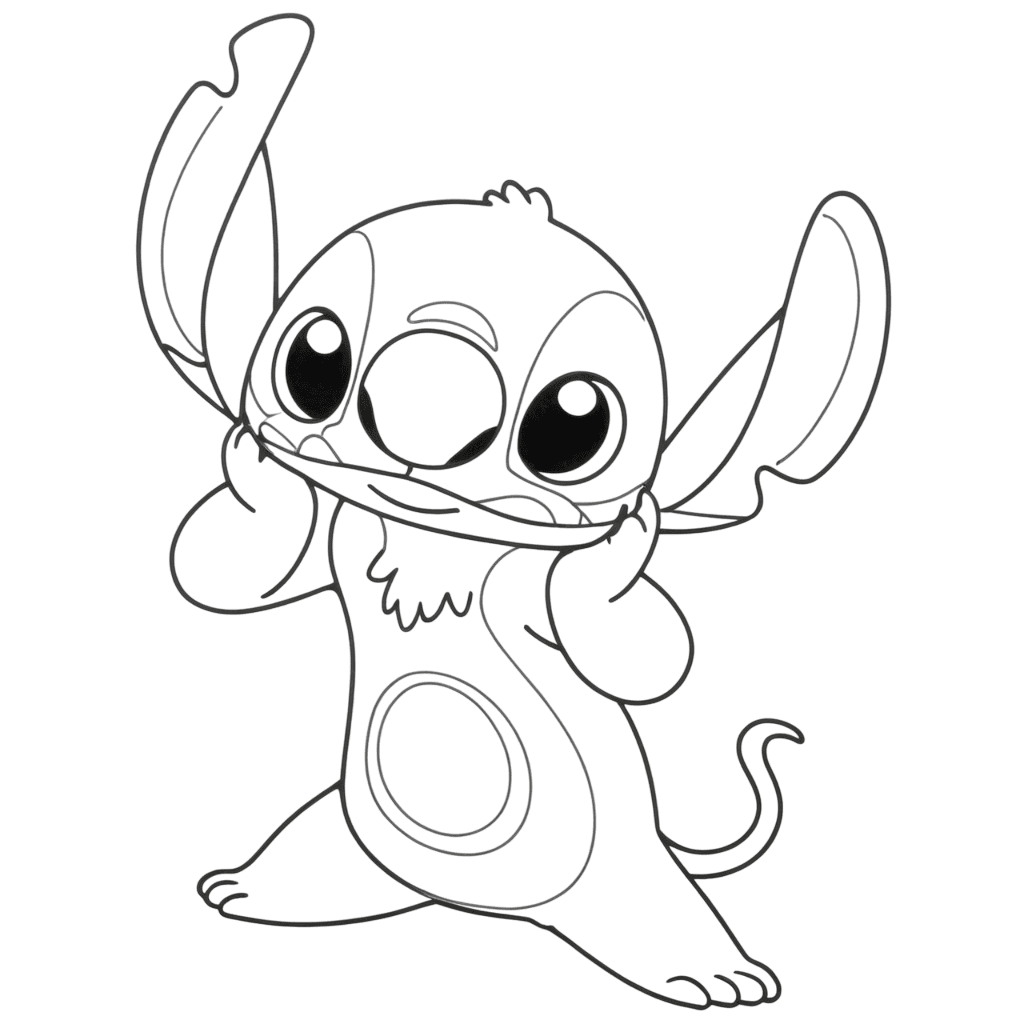 Stitch Playing Coloring Page